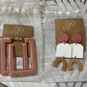 Plunder Pink and White Statement Earrings